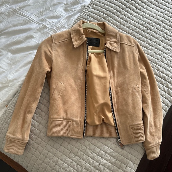 All Saints Suede Leather Bomber - Picture 4 of 5